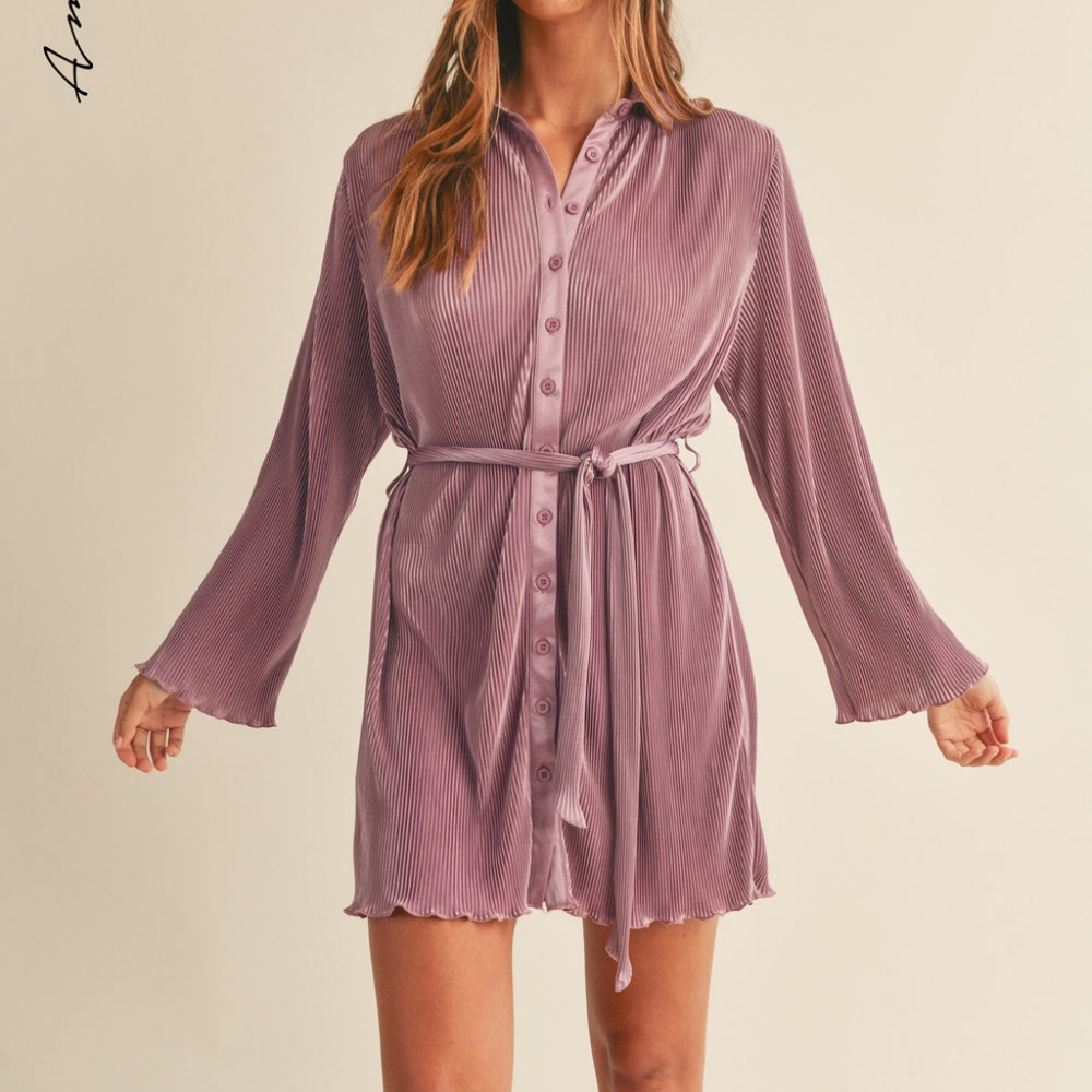 Mable Belted Shirt Mini Dress